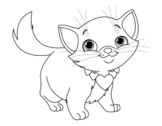 Cute Kitten Heart Necklace Cat Kids Coloring Pages Pdf, Free Vectors File
